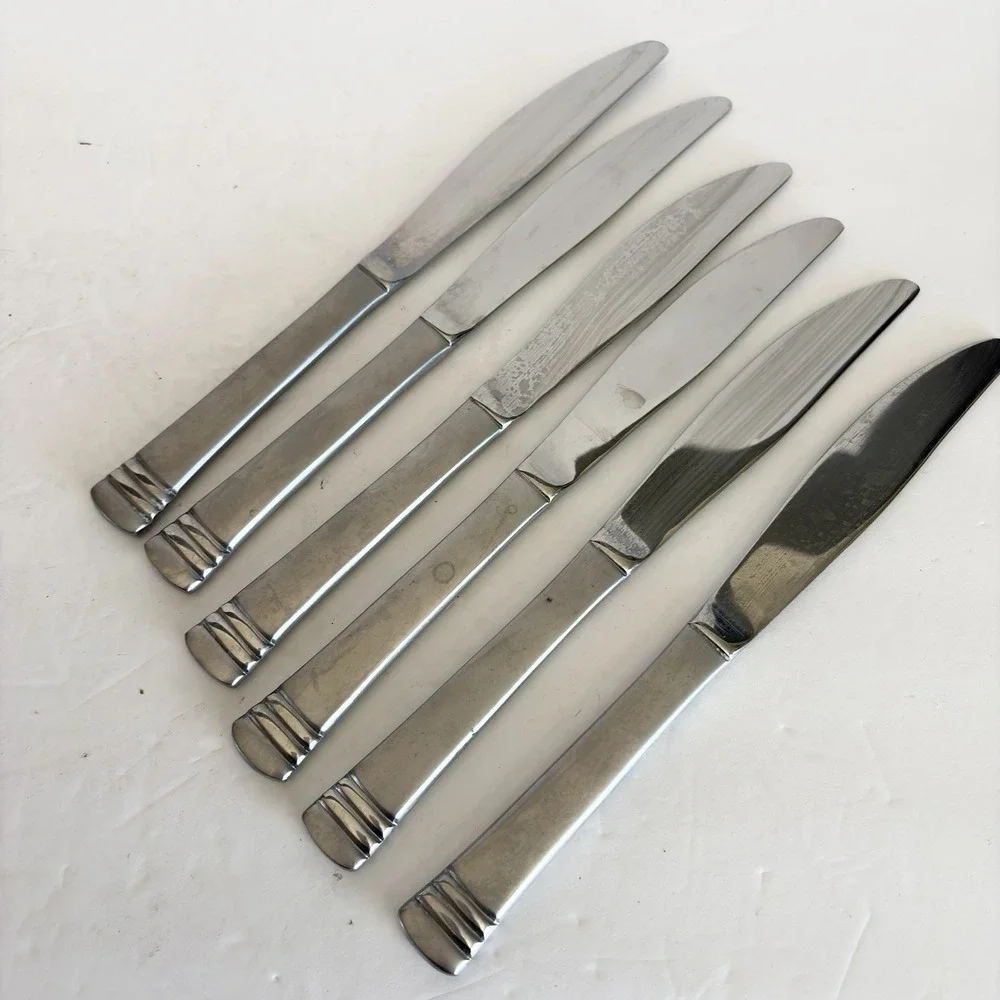 Set of 6 Cambridge Codie Sand Frost Stainless Butter Dinner Knifes Flatware  8